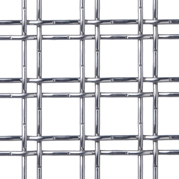 A white background with a square stainless steel mesh